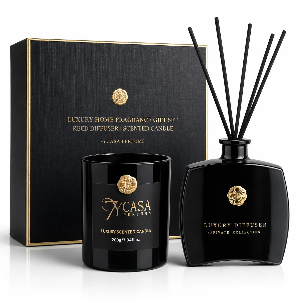 Luxury Home Fragrance Gift Set Black difuzér 100 ml + vonná svíčka 200 g