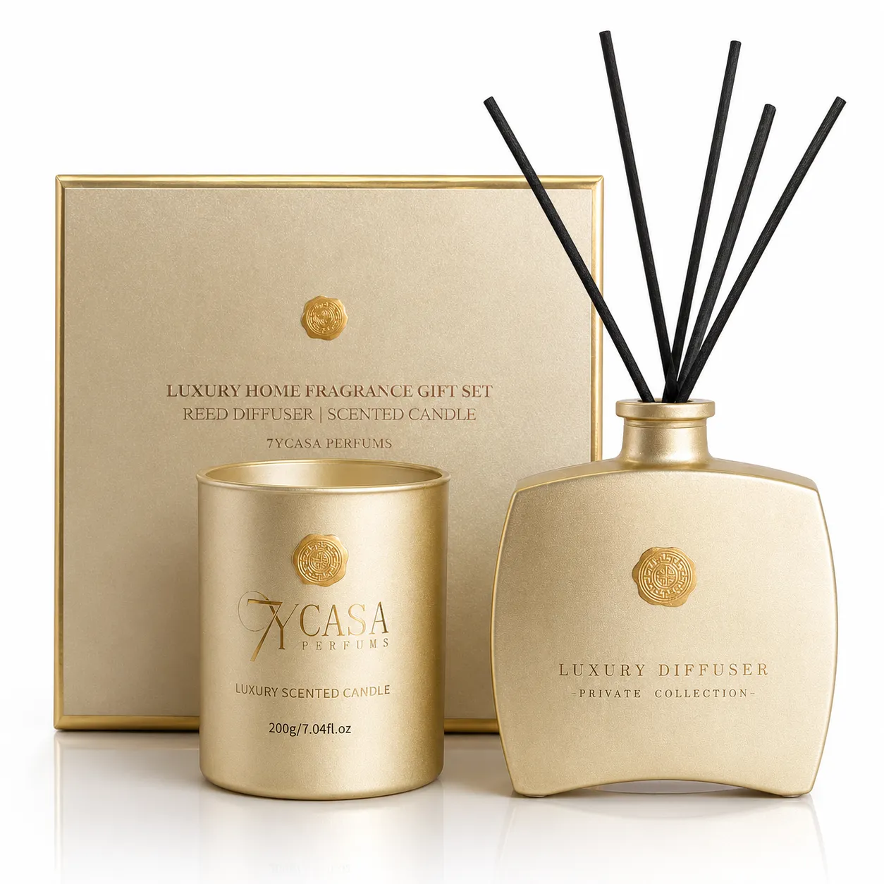 Luxury Home Fragrance Gift Set Gold difuzér 100 ml + vonná svíčka 200 g