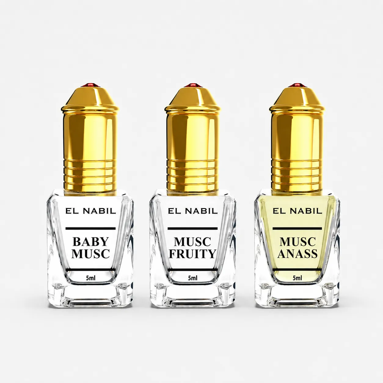 El Nabil Svěží ovocná trojice – Baby Musc, Musc Fruity a Musc Anass 3× 5 ml