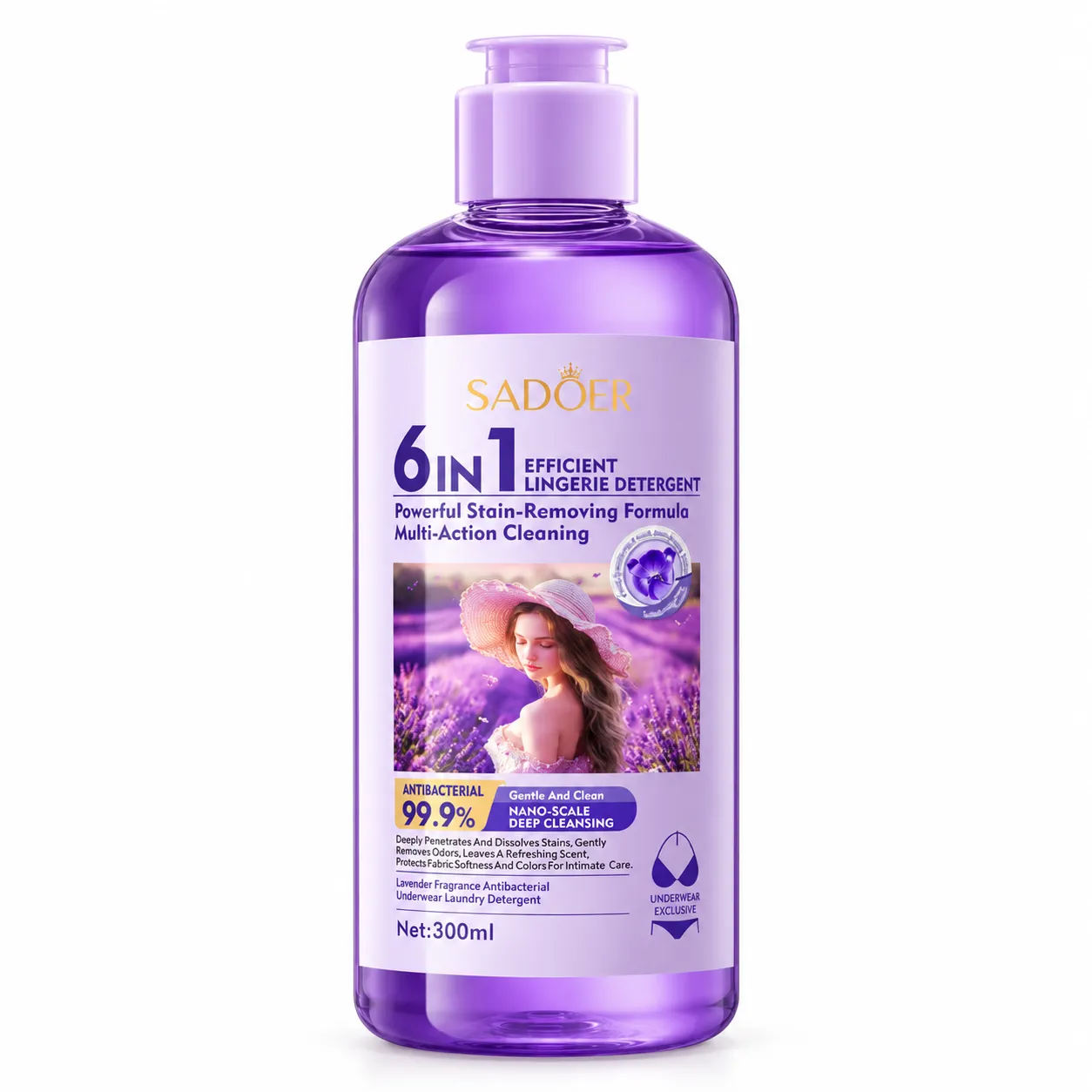 SADOER 6in1 – levandulový antibakteriální prací gel na spodní prádlo 300 ml