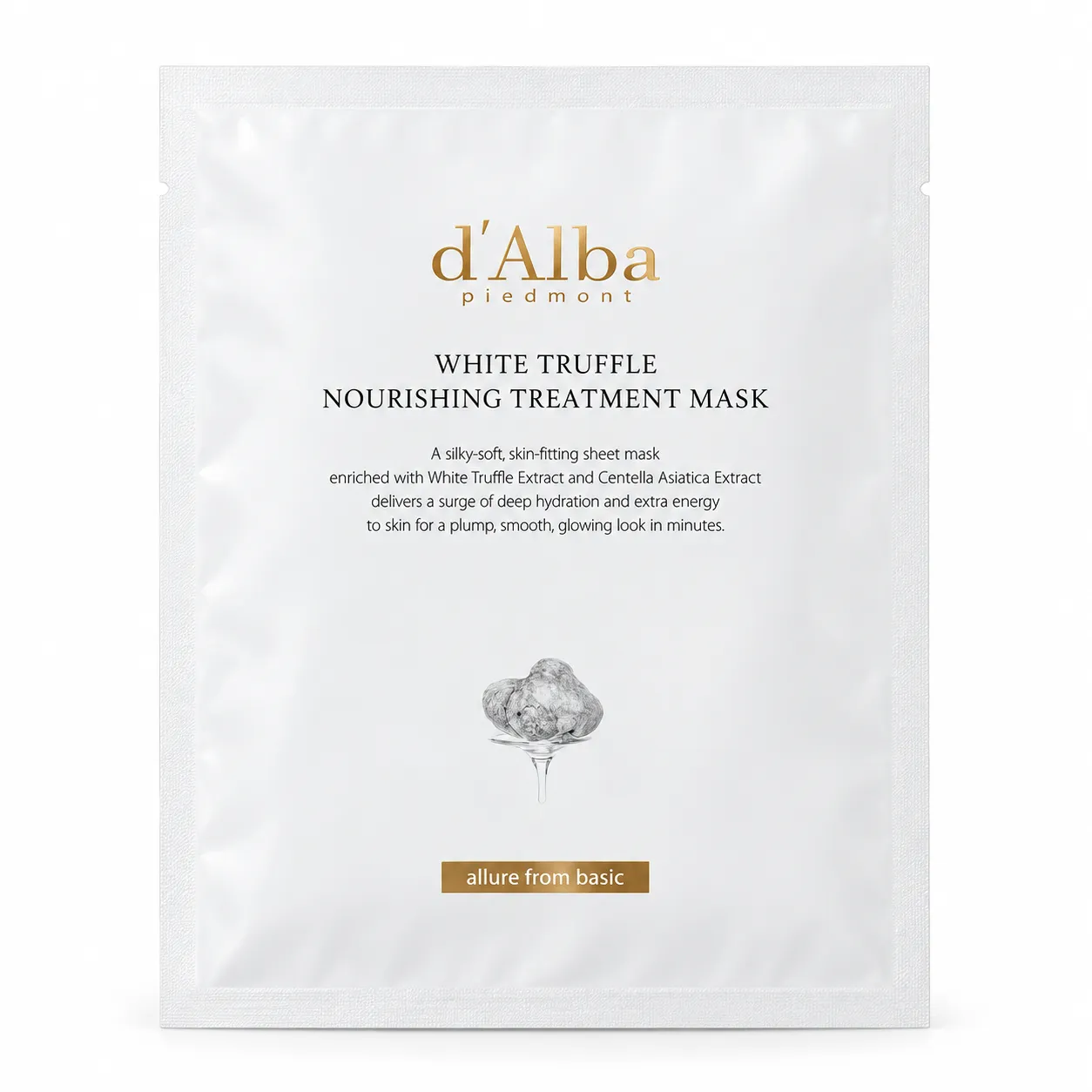d’Alba White Truffle – vyživující plátýnková maska s bílým lanýžem a kyselinou hyaluronovou 1 ks / 25 ml