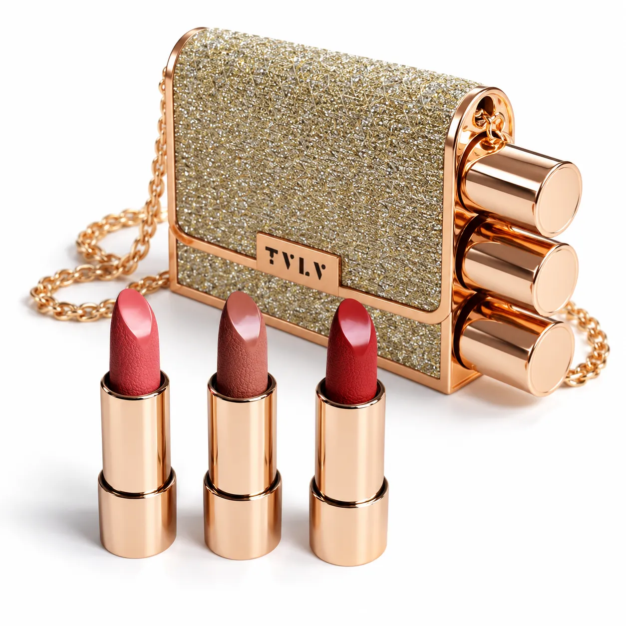 Soft Lipstick Bag – 3 rtěnky v kabelkovém pouzdře se zrcátkem, 3× 3,5 g